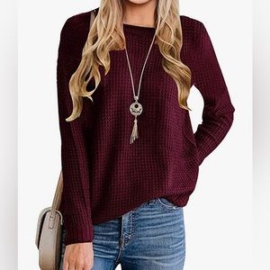 Merokeety Long Sleeve Waffle Knit Sweater NWT
